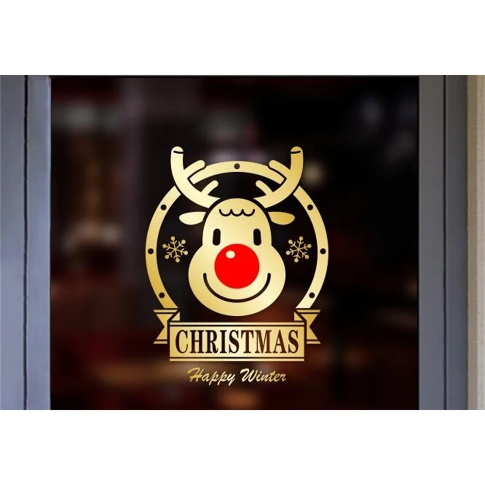 Deer Merry Christams Store Window Wall Sticker Festive Atmosphere Decoration Layout Shop Glass Decoration Pop Sticker