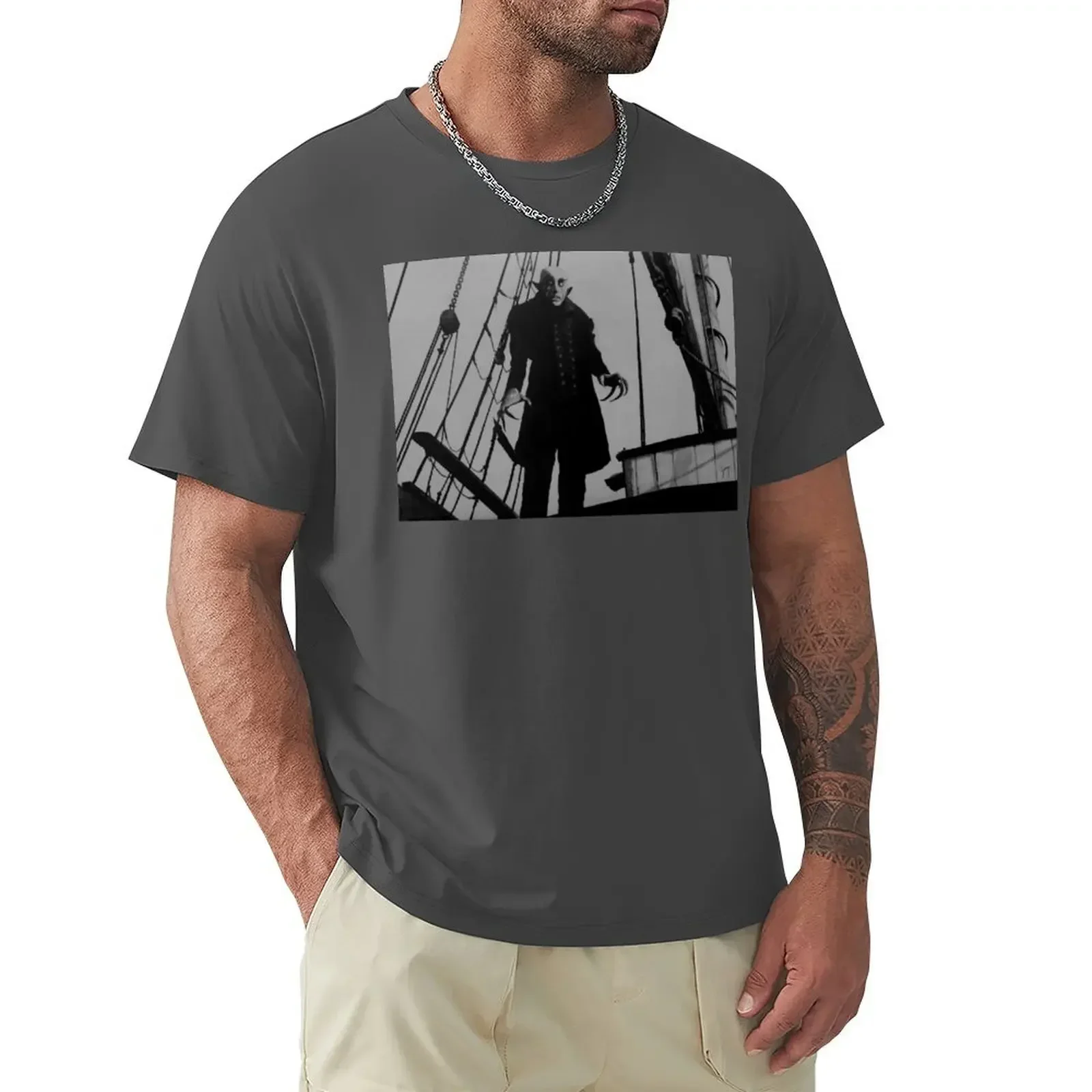 2024 korean fashion summer tops men graphic t shirts Nosferatu vintage T-shirt  men clothing Casual T-shirts man Cartoon image 3