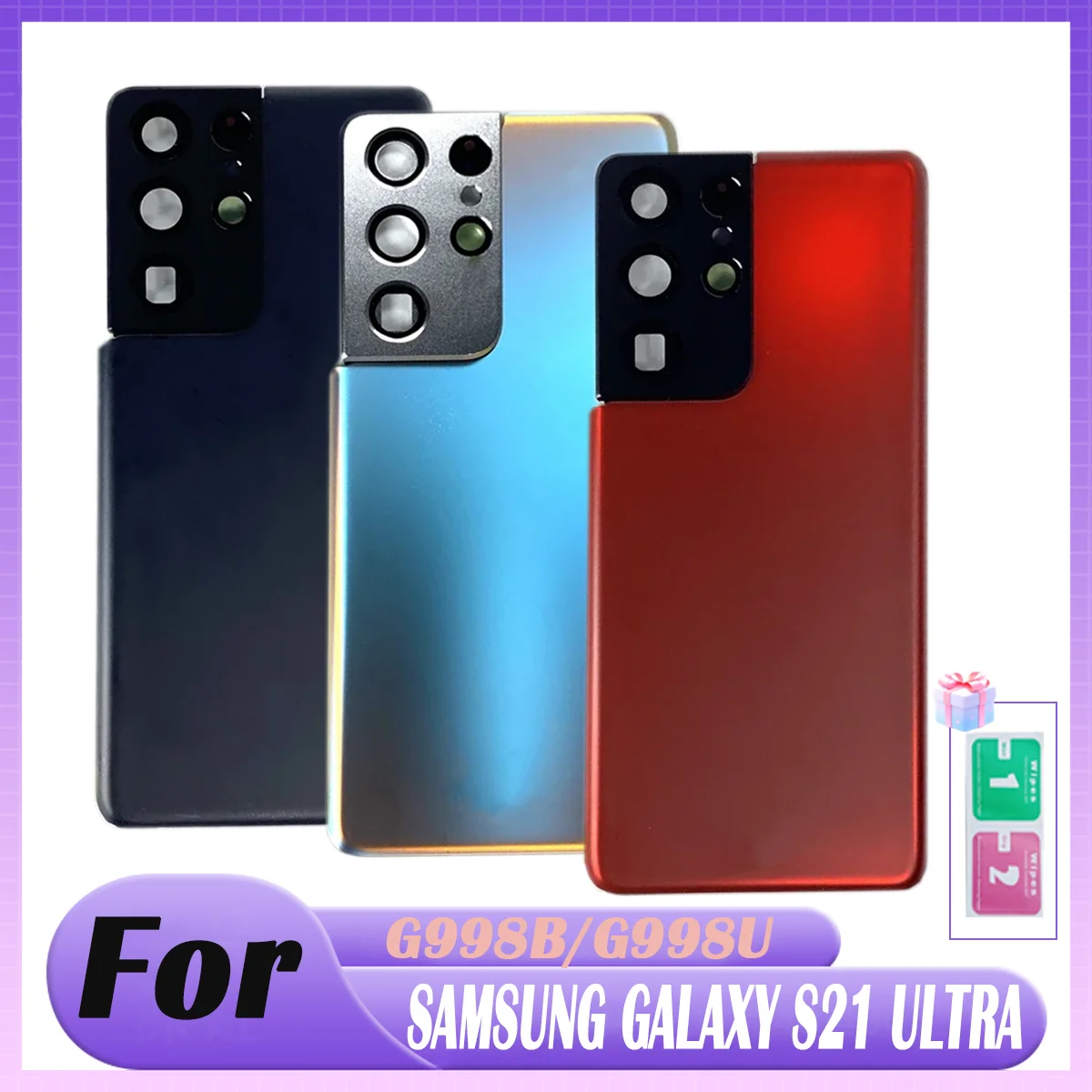 

Новинка для Samsung Galaxy S21 Ultra, задняя крышка аккумулятора, панель, задняя дверь, чехол, объектив камеры, замена