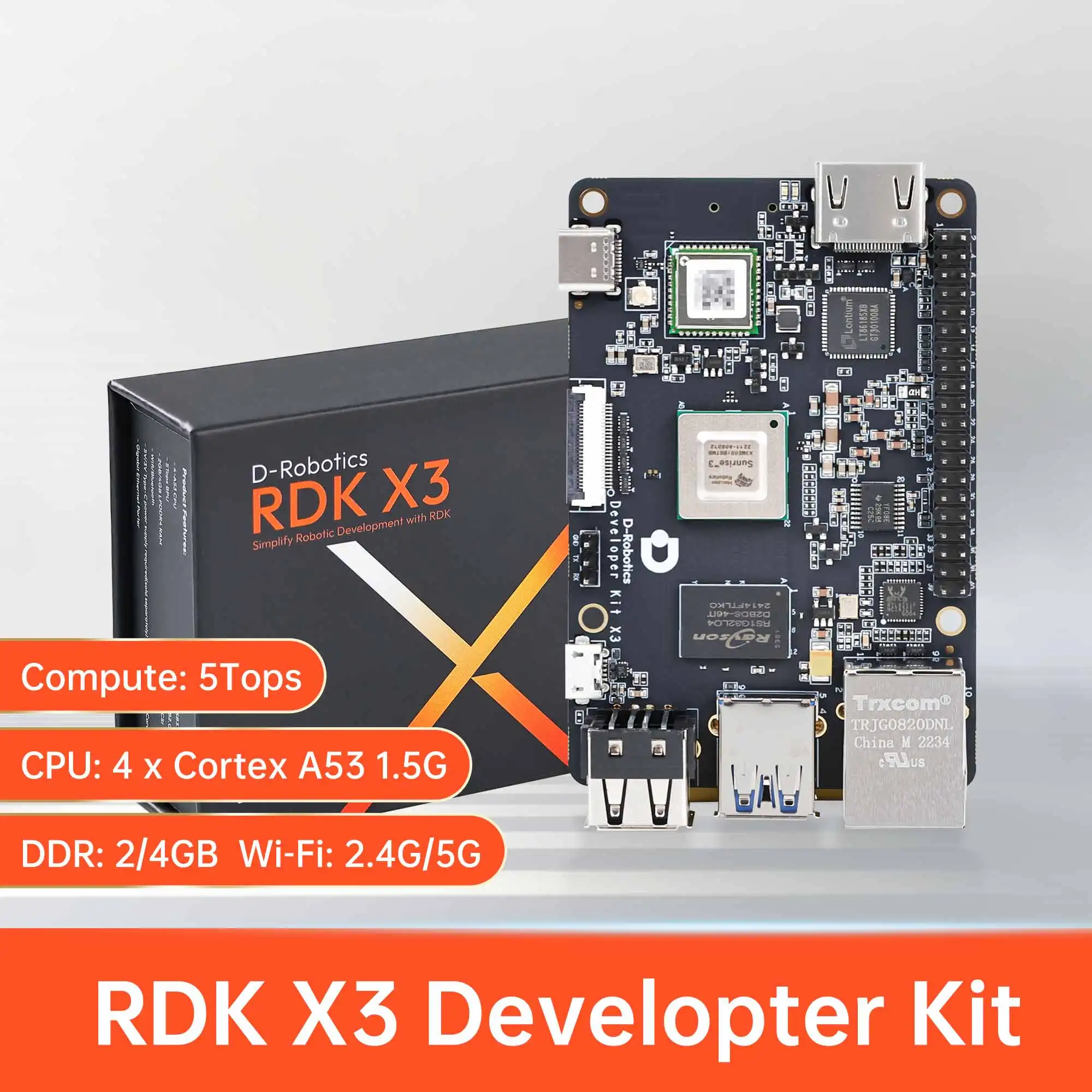 RDK X3 Development Board Kit AI Module 5TOPS Computing Power Compatible with Raspberry Pi Support Ubuntu20.04 and ROS1/ROS2Robot