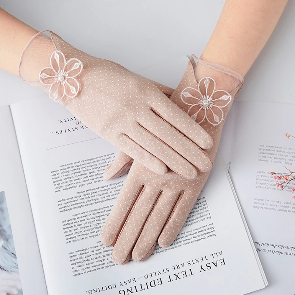 أزياء المرأة المضادة للأشعة فوق البنفسجية الحرير الجليد القطن عدم الانزلاق القفازات قفازات واقية من الشمس شاشة تعمل باللمس قفازات القيادة #2