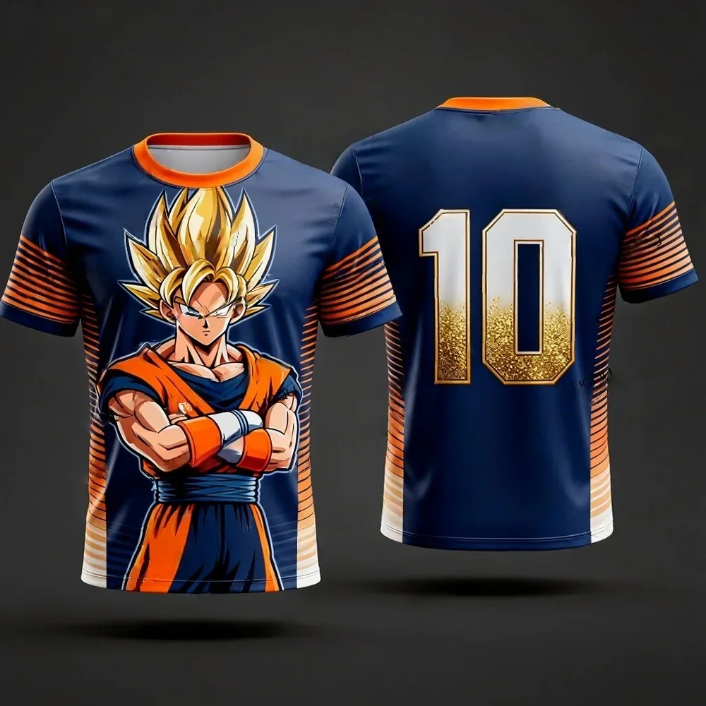 2026 New Adult Men's Dragon Ball Wukong 3D Printed Football Suit T-shirt Adult Children's Anime T-shirt Special Football Suit