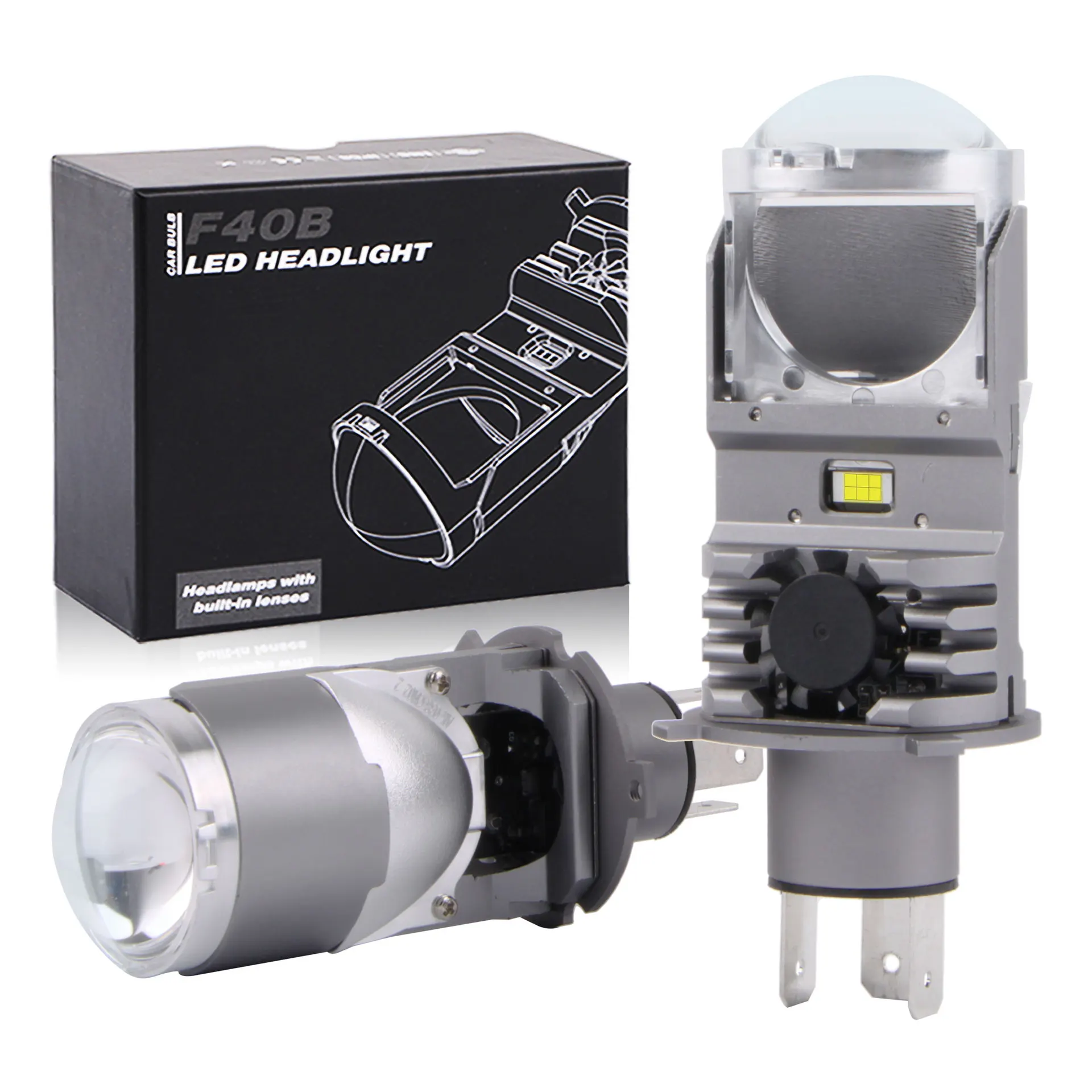 

H4 Bi-LED Projector Headlight with Halo Ring Plug and Play Fish Eye Lens Retrofit Dual Beam Car Motorcycle H4 LED Front Lamp