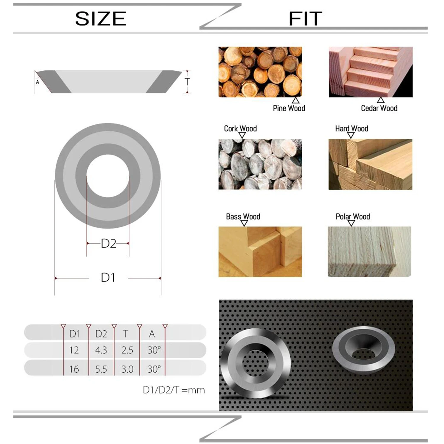 Imagem -05 - Inserções de Carboneto Redondo para Woodtorning Ferramentas de Torneamento Negativo Cortadores de Substituição para Torno Ferramentas de Carpintaria 16 mm Pcs