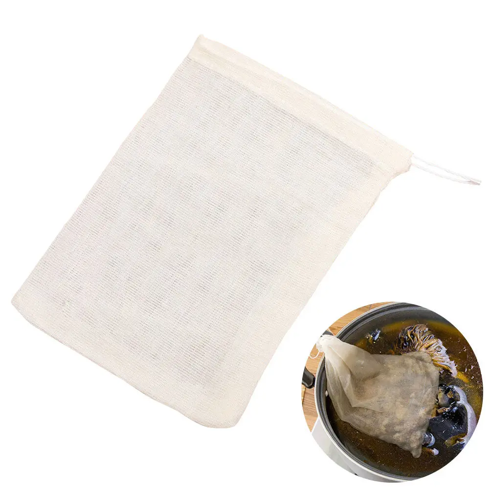 Drawstring Chinese Medicine Bag Cotton Multifunctional Reusable Herbal Medicine Filter Bag for Brewing Tea Soup Filtration