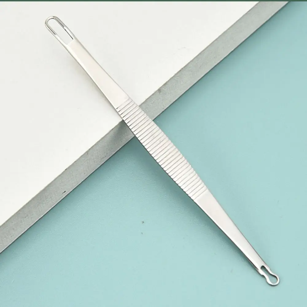 Professional Stainless Steel Blackhead Extruder Curved Dual-head Acne Needle High Hard Blackhead Extractor Face Skin Care