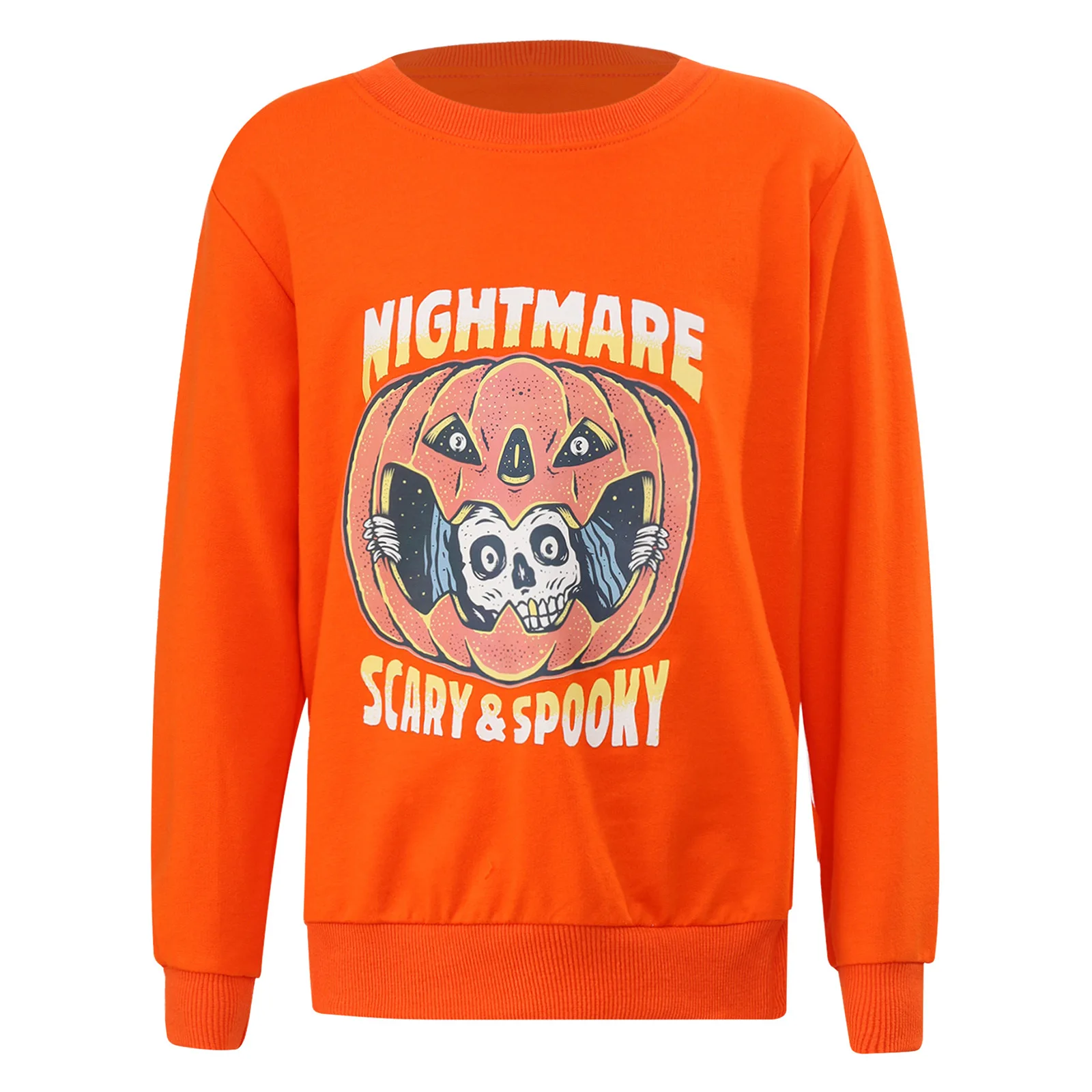 

Halloween Sweatshirt Pumpkin Skeleton Sweatshirt Pullover Sweater Top Cartoon Kids Streetwear Unisex Soft Cotton Clothes