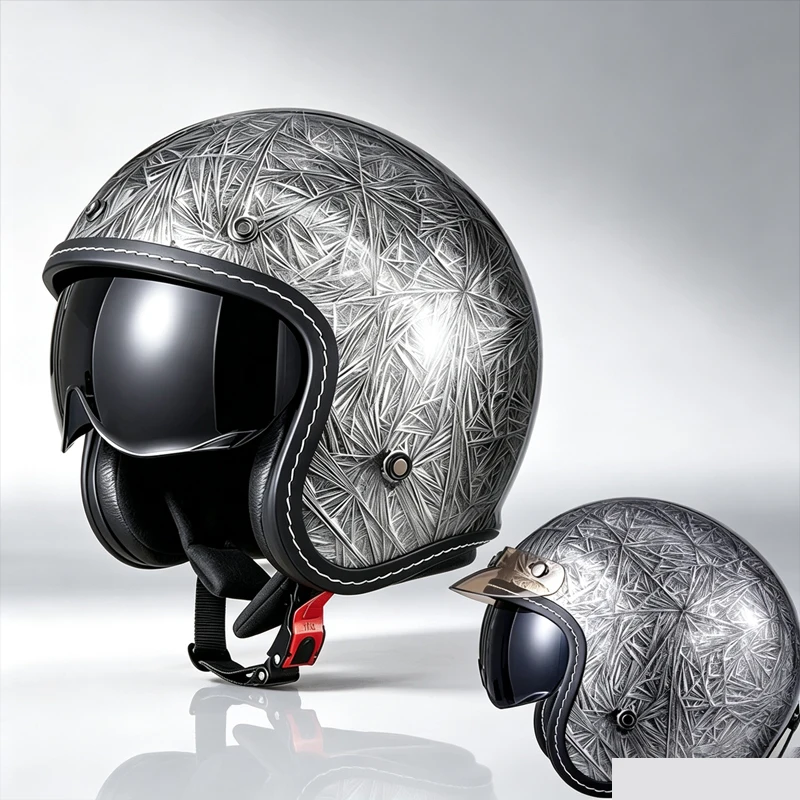 Export Version: 3C Certified Motorcycle Open Face Helmet, Retro 3/4 Helmet for Men & Women, All Seasons, Scooter & Cruiser Bike view 3