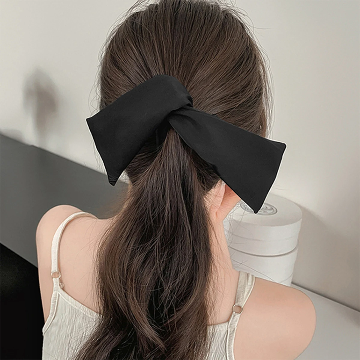 AWAYTR Women New Ribbon Bow Hair Claw Banana Vertical Card Ponytail Clip Elastic Horizontal Clip Hairpin Sweet Hair Accessories