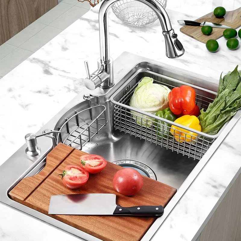 Stainless Steel Kitchen Sink 1.2Mm Thickness Brushed Sinks Kitchen Multifunctional Single Bowl Above Counter or Udermount Tank