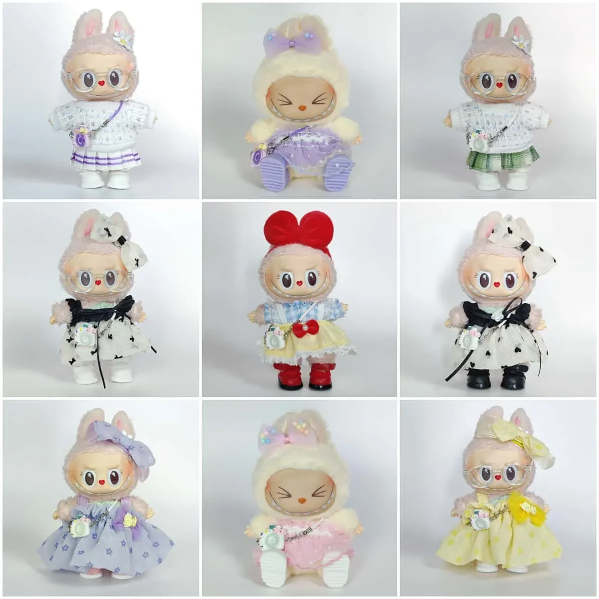 ملابس لـ Labubu 1st & 2nd Generation Keychain Labubu Clothing Hanger Pullbu Premium Scrt Set