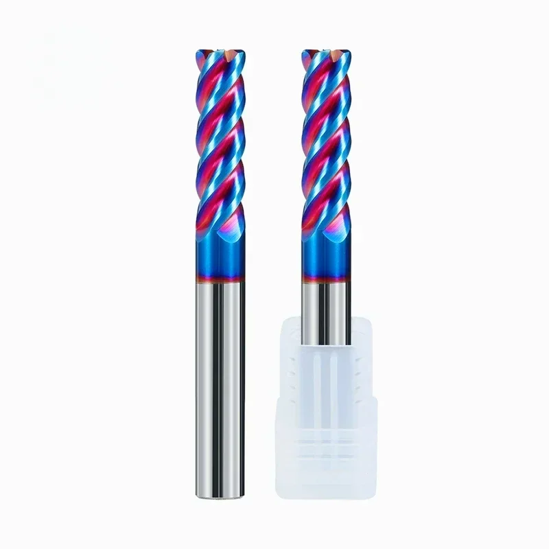 Solid Carbide Corner Radius End Mills HRC65 4 Flutes Nano Blue Coating CNC Tools  Endmills R0.5 R0.2 R1 R2~8 Surface Machining