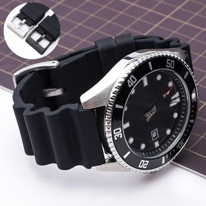 Pulseira de silicone macio de 20mm 22mm para cidadão esporte mergulho pulseira de relógio à prova d'água acessórios para seiko abalone água fantasma