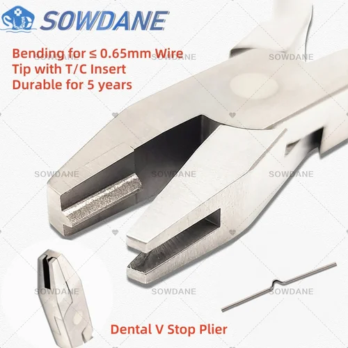 Imagen 1 del producto Alicates de tope en V de ortodoncia Dental Autoclavable, alicates formadores de doblado de bucle, herramienta de instrumento de forma curvada de alambre en V de acero inoxidable