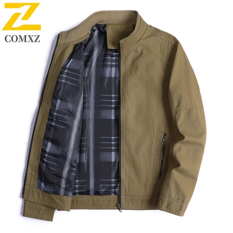 

2025 Cotton Casual Jacket Men's Autumn High Quality Zipper Pocket Windproof Baseball Jackets Business Work Luxury Overcoat Men