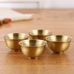 Small Tea Cup Metal Water Bowl Ornaments 30 ml Wine Milk Cup Teacup Tea Party Tools Brass Chinese Tea Bowl Home Friend Gifts