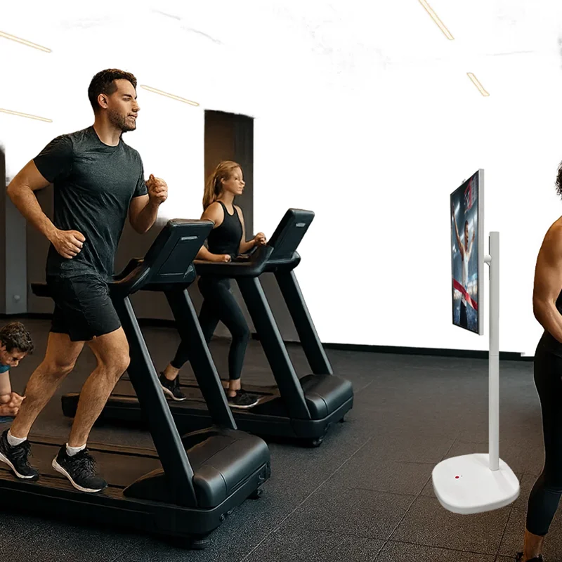 غرفة اللياقة البدنية 24 بوصة IPTV شاشة ذكية أندرويد شاشة تعمل باللمس تلفزيون شاشة الهاتف المحمول قابلة للشحن البث المباشر لوحة يوتيوب المحمولة