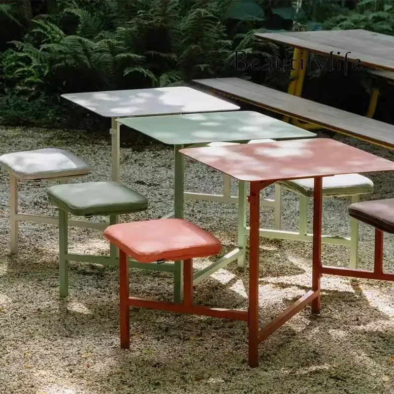 

Outdoor park high-value color table and chair integrated aluminum alloy leisure outdoor table and chair combination