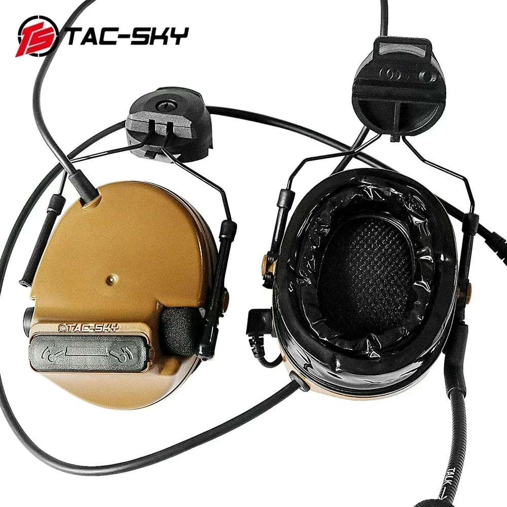 TAC-SKY Helmet ARC-Track Stand Version COMTAC3 Tactical Headphone with 6-pin PRC U94 PTT and Headphone Replacement Headband