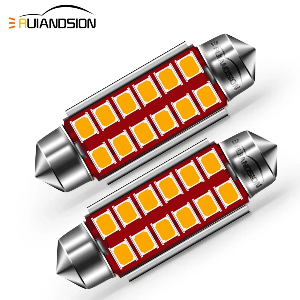 2 sztuki 6V 12V Festoon 31/36/39/41mm żarówka LED C5W Super jasne 2835SMD błąd Canbus za darmo żarówka do lampki we wnętrzu samochodu światła do stylizacji samochodu