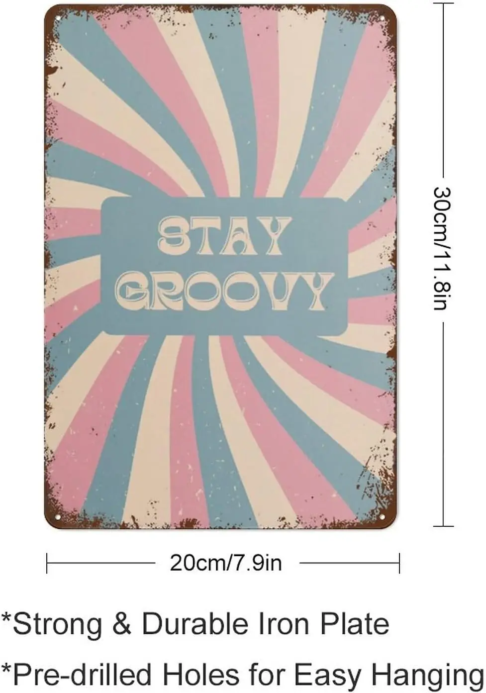 Pastel Groovy Retro Motivational Wall Art Groovy Wall Decor Funky Prints Vibes W Retro Garden Metal Tin Signs,Vintage