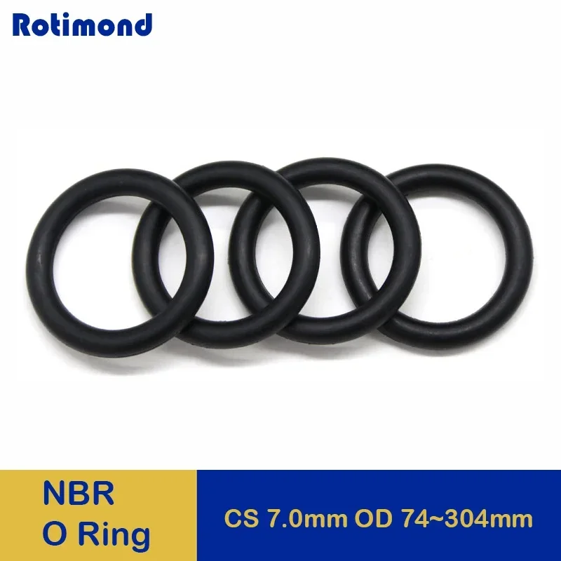 

5Pcs Black NBR O Ring Gasket Thickness CS 7mm OD 74~304mm Nitrile Rubber O Type ring Corrosion Oil Resist Sealing Washer