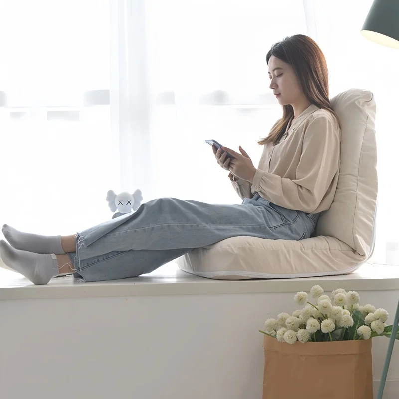 110*55cm Folding Tatami Single Lounger Sofa Adjustable Backrest Sofa Chair Home Living Room Bedroom Balcony Small Sofa