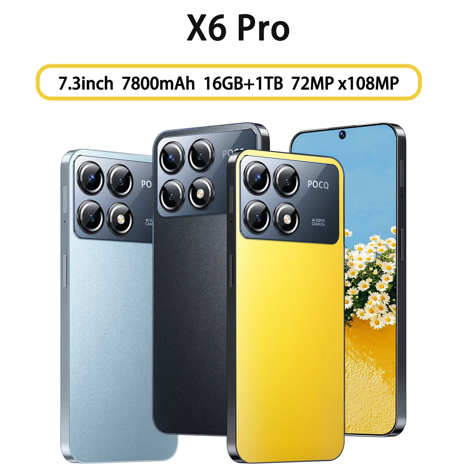 НОВЫЙ планшетный ПК 2026 X6 Pro, 7,3 дюйма, HD, Android, оригинальный аккумулятор, 16 ГБ + 1 ТБ, 7800 мАч, 5G, двойная SIM-карта, Wi-Fi, GPS, глобальное издание
