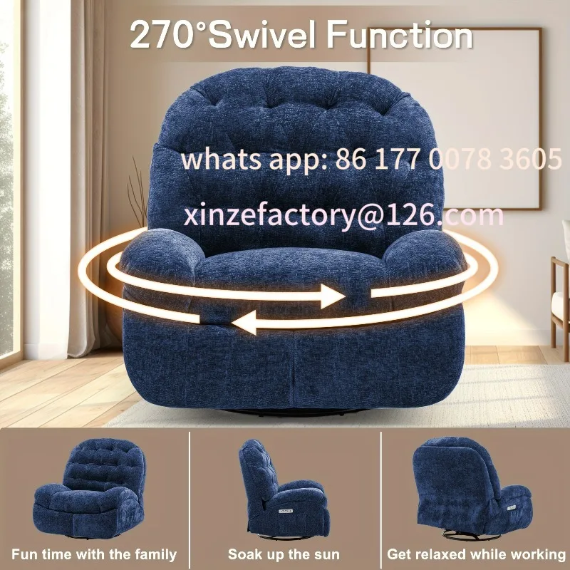 

Customizable electric recliner, comfortable soft shell recliner with Uoversized swivel recliner, adult swing electric recliner