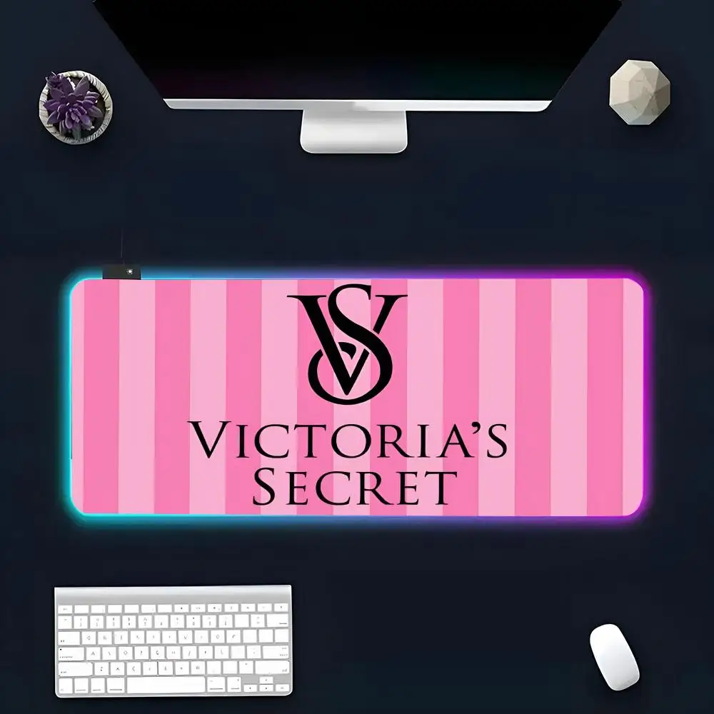 Is The V-Victoria S-Secret Mouse Pad RGB Glow Personality Picture Custom PC Table Mat Carpet Mat Game Player Dedicated LED