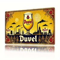 Duvel Beer Vintage Metal Sign - Retro Cityscape & Beer Glass Design, , Perfect for Home, Bar, Cafe, Garage Wall Decor, Beer Dec