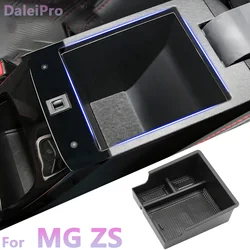 For MG ZS Armrest Storage Box Center Console Organizer Tray Storage Box Silicone Phone Holder Pad Car For MG ZS Accessories