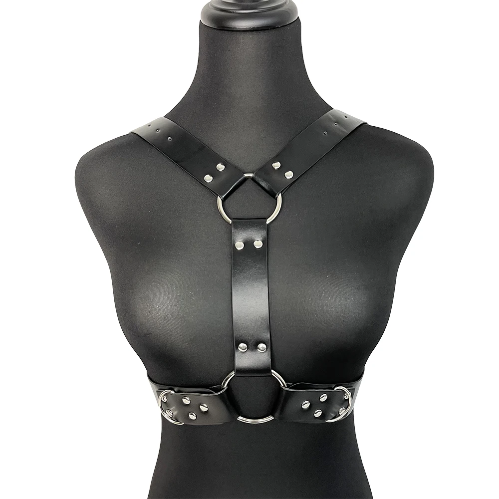 Body Harness Woman Chest Leather Lingerie Gothic Belt Bondage BDSM Choker Top Fetish Clothing Mature Suspenders for Women