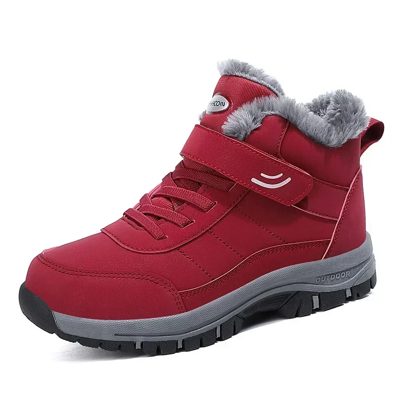 Inverno feminino masculino à prova dwaterproof água de pelúcia quente botas de neve unisex casal grosso antiderrapante caminhadas tornozelo sapatos confortáveis tênis ao ar livre