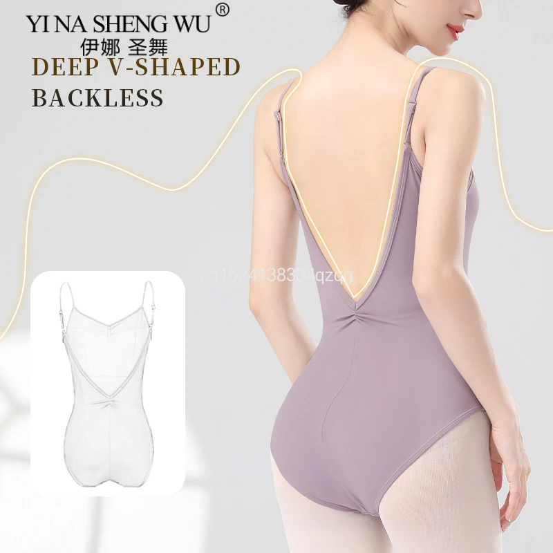 ثياب باليه نسائية عالية المرونة كلاسيكية بروتيل ثياب الرقص ثياب الجمباز النايلون الخامس الظهر الباليه ارتداءها الكبار