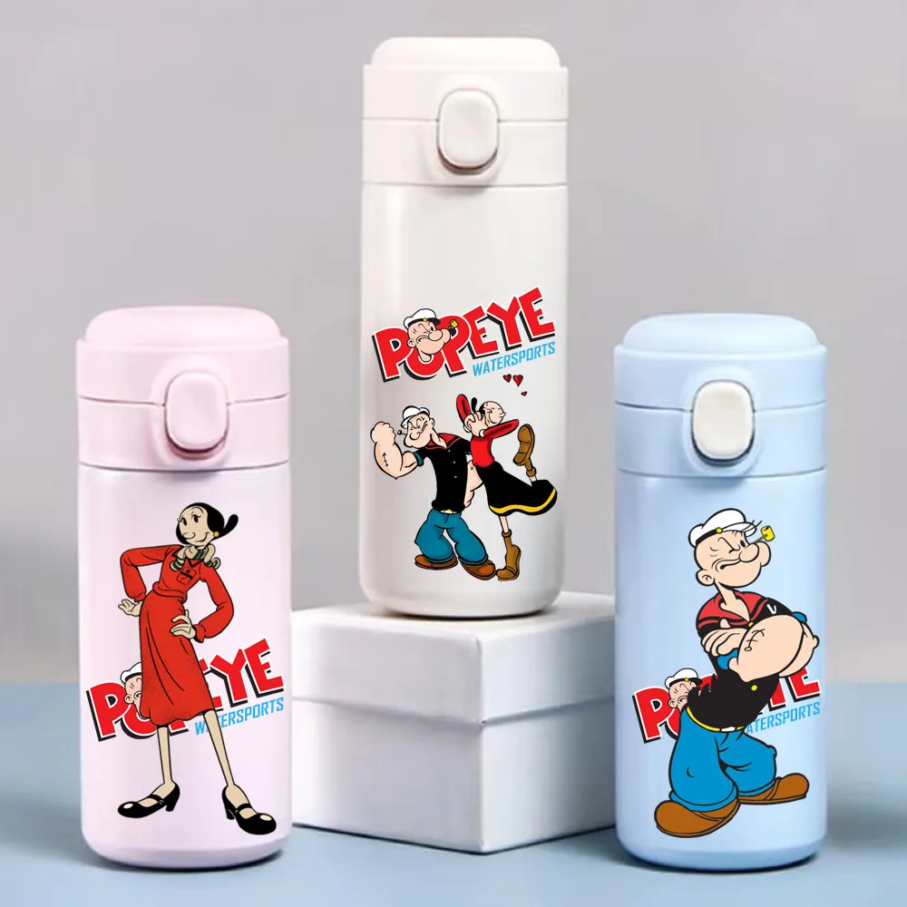 Popeye The Sailor Stainless Steel Water Cup Leak Proof Vacuum Thermos Travel Portable Cartoon Children Drinking Cup Kids Gift