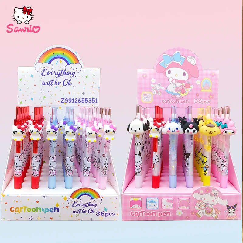 

36pcs Sanrio Hello Kitty Neutral Pen Kuromi Cinnamoroll Signature Pen Rollerball Pen Office School Supplies Stationery Wholesale