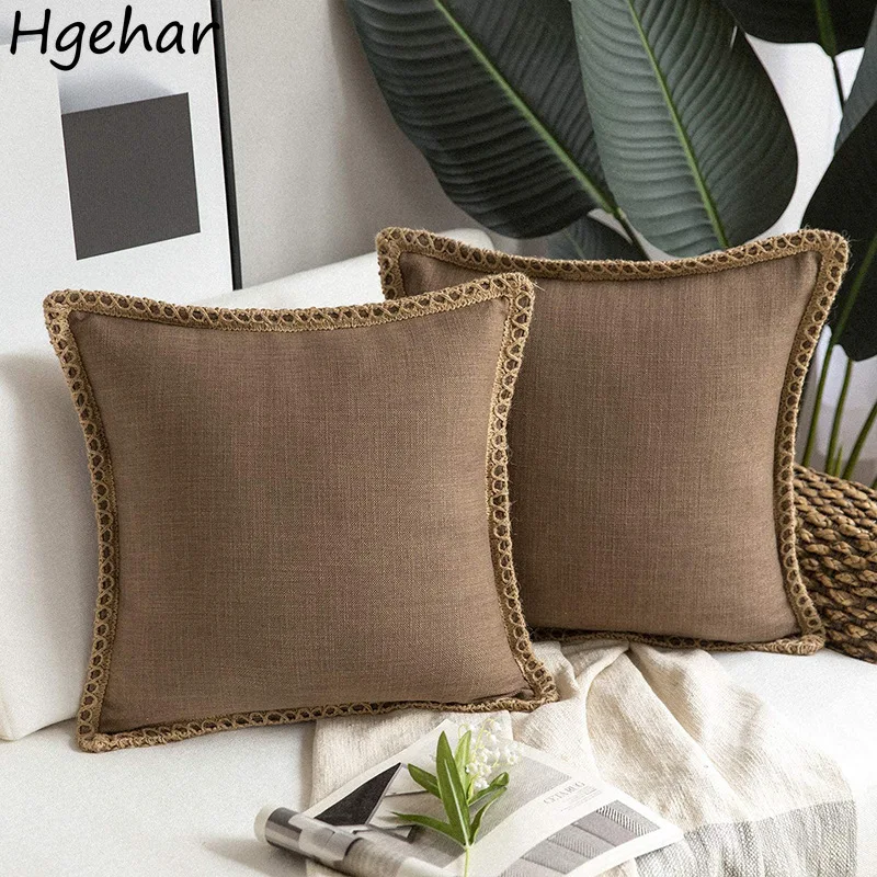 

Linen Cotton Cushion Covers Retro Decorative Pillows Cover Office Car Sofa Pillowcase Removable Funda Cojin Modern Cushions Pad