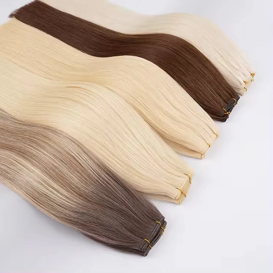 Human Hair Bundle Straight Remy Blonde hair Human Hair 24 Inches 3 Bundles 100% Remy Human Hair Extensions with Natural Color