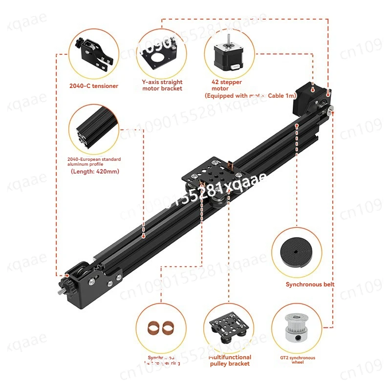 2040 V Slot Aluminum Profile Synchronous Belt Slide Cover 3D Printer Camera Slide Cover European Standard Y-axis, with Motor