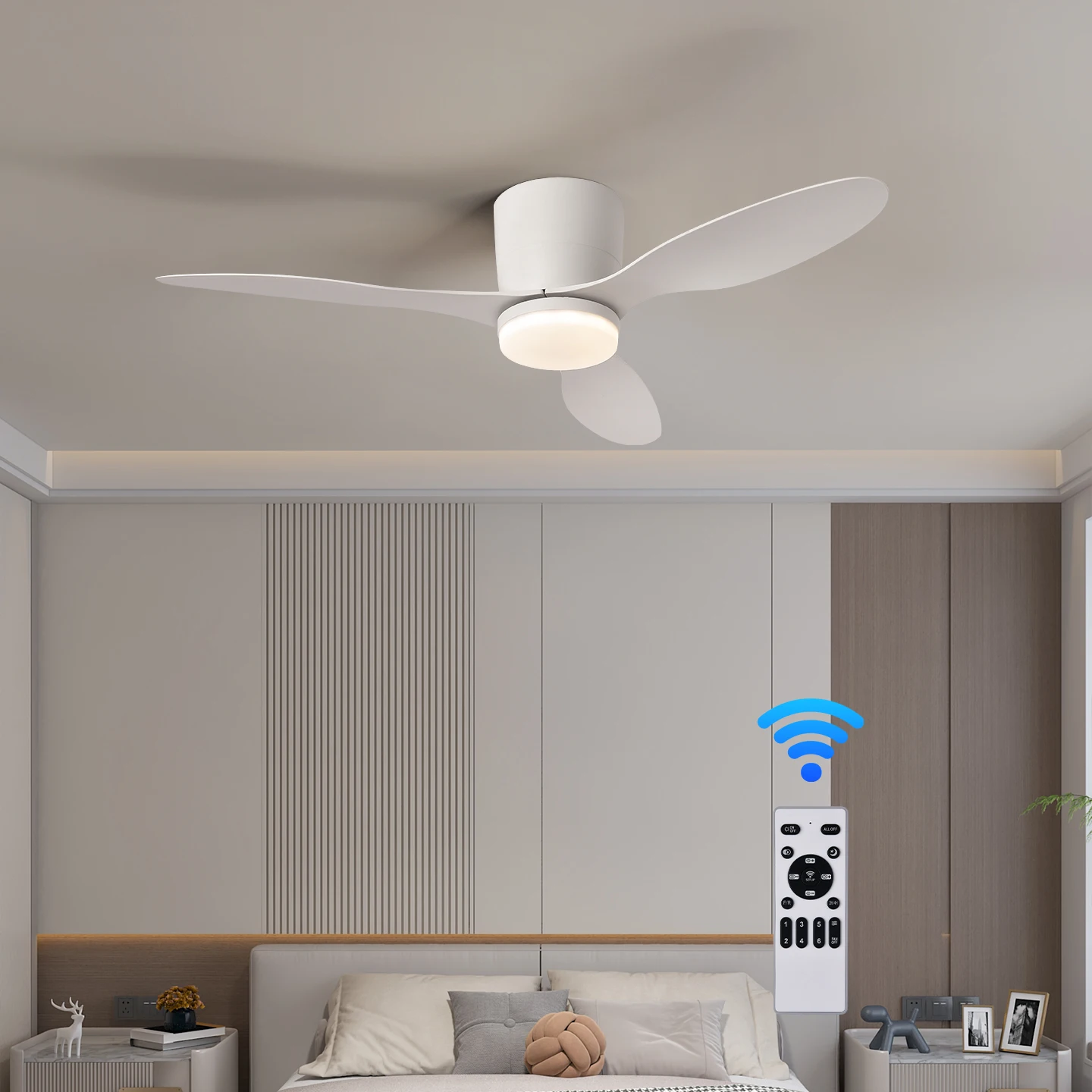 

1Pc 42inch Modern Led Ceiling Fan Light, 3 Fish Tail-Shaped Blades, with Remote Control, 3 Color Temperatures, 6 Adjustable Wind Speeds, Timer Function, for Indoor Use, Suitable for Living Room, Bedroom, Dining Room, Study, Etc