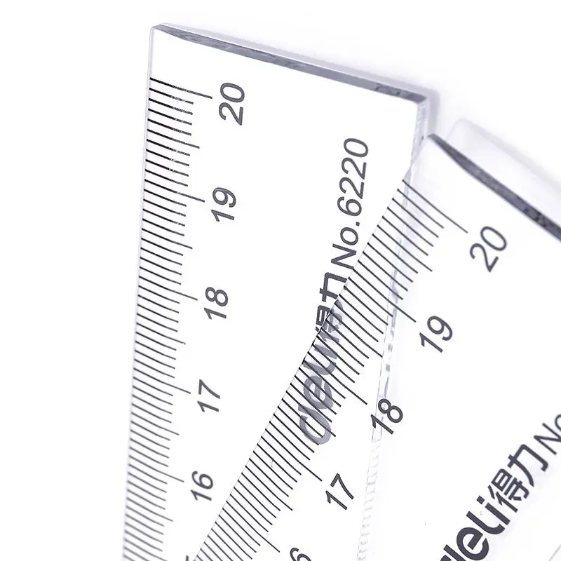 Deli 20cm Transparent Plastic Straight Ruler CM Scale Artist Measure Drawing Tool Student Stationery Gift Office School Supply