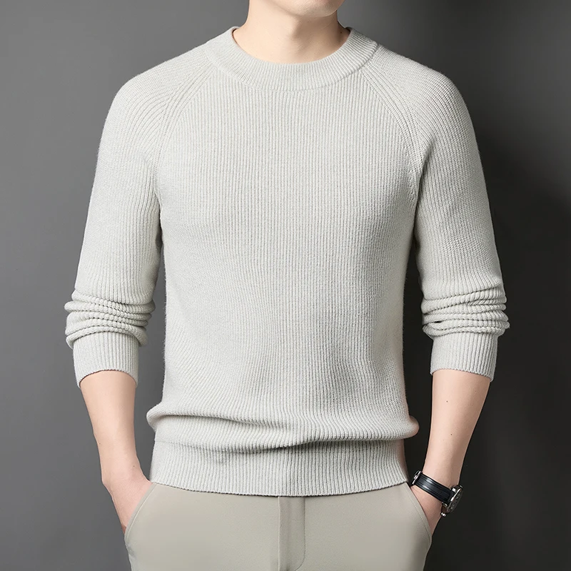 Solid Color Casual Sweaters For Men Knitwear Pullovers Stretchy Winter Thick Quality Soft Comfortable Sueteres Para Hombre M-4XL