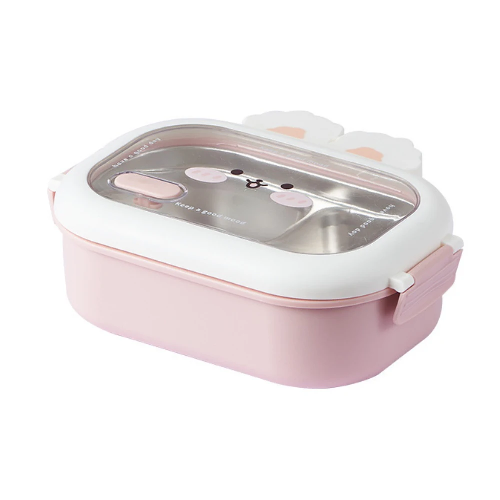 Family Lunch Box Cute Bunny Lunch Box For Picnic For Commute PP Components Transparent PET Lid Leak-proof Seal
