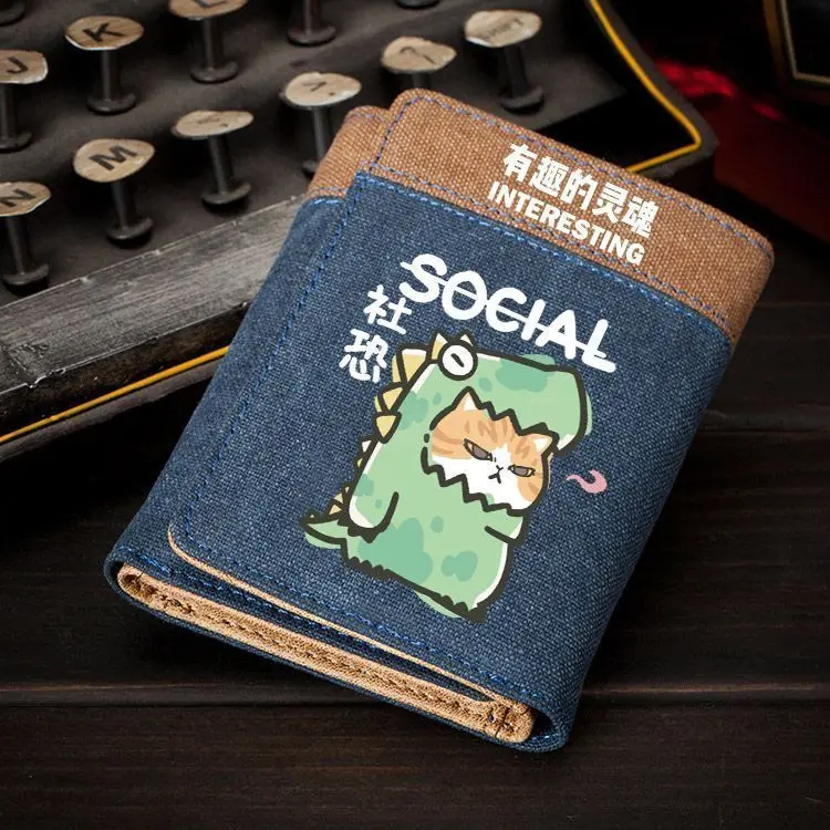 

Anime Game Cartoon Cute Social Anxiety Cat Short Dinosaur Meow Fun Soul Money Clip Youth Wallet