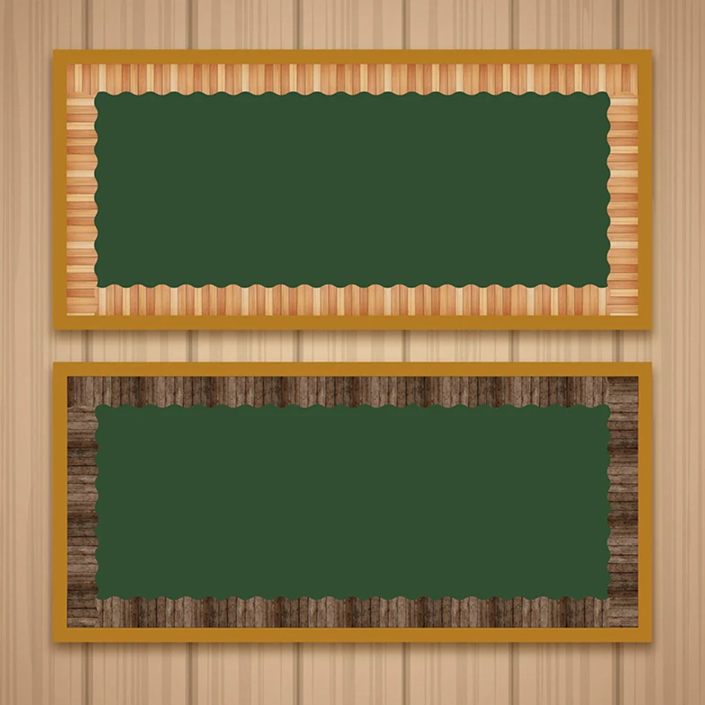 1 Roll Bulletin Board Border Sticker Coated Paper Wood Grain Bulletin Board Decoration for Classroom Home Office