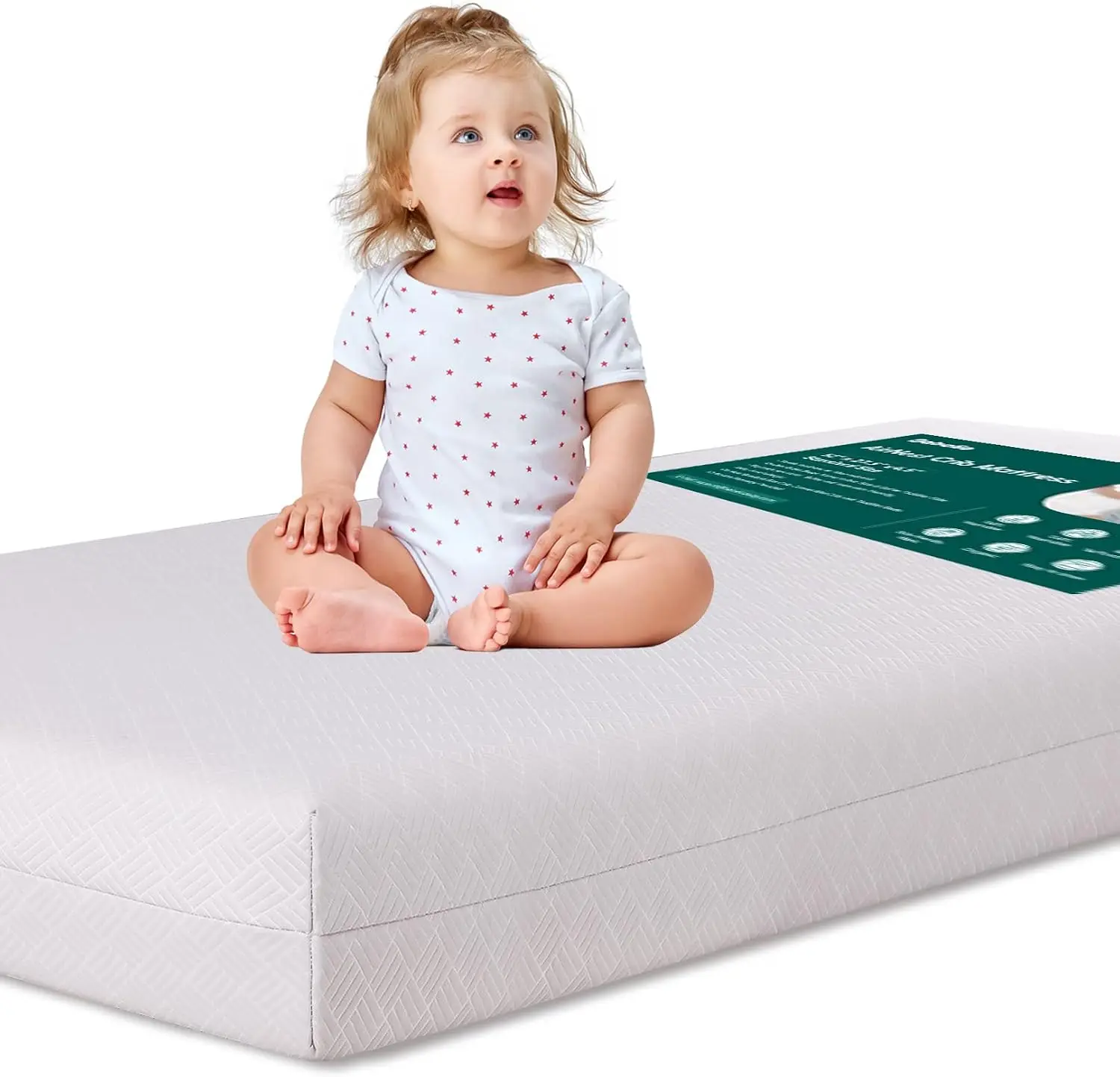 Colchón de Cuna de Espuma Viscoelástica de Doble Cara, Impermeable y Lavable, Certificado CertiPUR-US, Tamaño Estándar 52x27.5x4.7 Pulgadas