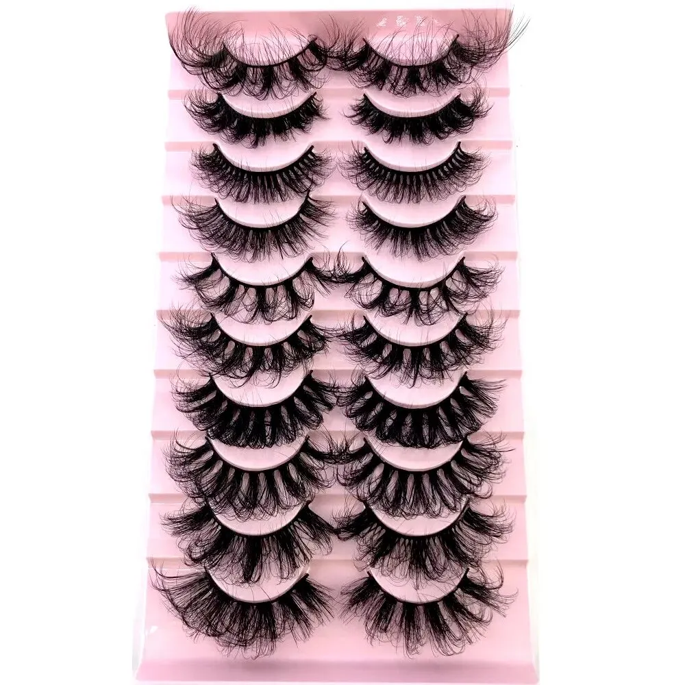Mescola 10 paia di ciglia finte di visone 8-25mm ciglia soffici e disordinate ciglia di visone 3D all'ingrosso, 10 paia di ciglia finte naturali Extensio