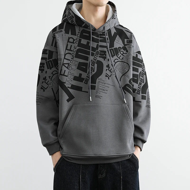 

Мужская повседневная толстовка с капюшоном Aurumn Winter — стандартный крой, можно стирать в машине, модный уличный пуловер