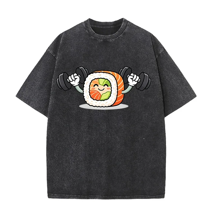 

Funny Sushi Print Unisex T-shirt Cotton Loose Short Sleeve Graphic Tee Casual Streetwear Tops for Men Women